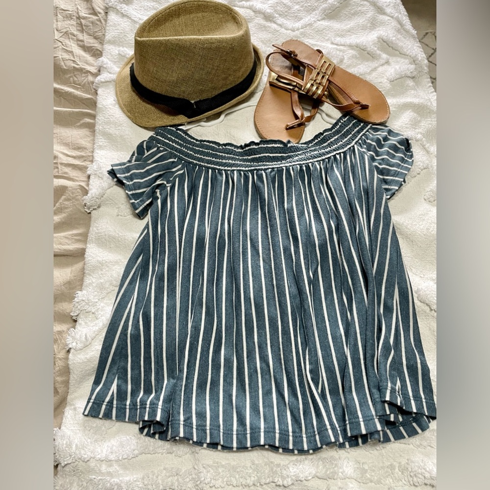 Striped off the shoulder top
